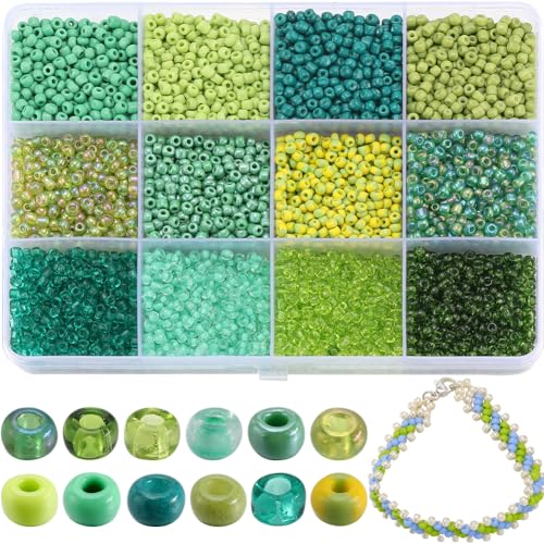 SUNNYCLUE 1 Box 156g Glasperlen 8/0 Rocailles Perlen 3mm Grüne Runde Ponyperlen Mini Abstandshalter Lose Perlen DIY Schmuck von SUNNYCLUE