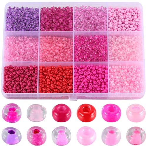 SUNNYCLUE 1 Box 156G 8/0 Armband Rocailles Perlen Set Runde Rocailles Perlen 3 mm Lila Rosa Glas Rocailles Perlen Kleine Pony Perlen Glasperlen Abstandshalter Lose Perlen Zur Schmuckherstellung DIY Oh von SUNNYCLUE