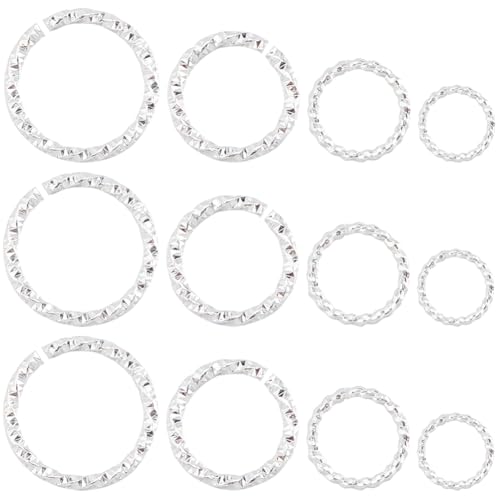 SUNNYCLUE 1 Box 160 Stück 3.5/6/7.5/10mm Strukturierte Biegeringe Kleine Offene Biegeringe Silberfarben Einzelschlaufe Messing Rund Kreis O Verbindungsstücke Für Die Schmuckherstellung Charms Armbänd von SUNNYCLUE