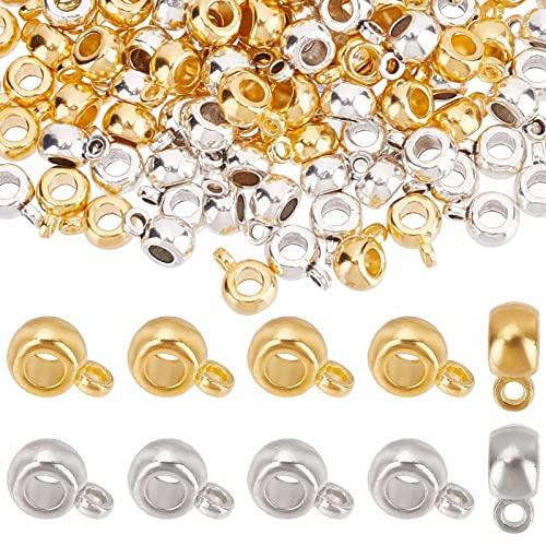 SUNNYCLUE 1 Box 200 Stück Bails Beads Bail Bead Charms Link Bail Beads European Large Hole Bead Silber Spacer Beads Metall Lose Perlen Für Die Schmuckherstellung Frauen Erwachsene DIY Armband Halskett von SUNNYCLUE