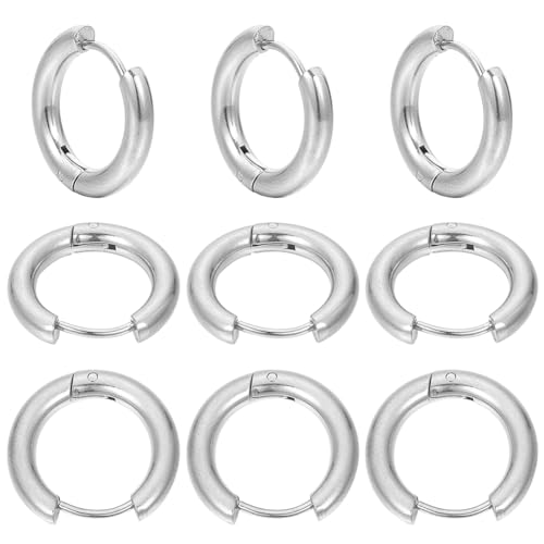 SUNNYCLUE 1 Box 24 Stück 12 Paar Huggie Hoops Brisur Ohrringhaken Edelstahl Creolen 14 mm Runde Brisur Ohrringe Hypoallergene Brisur Ohrhaken Für Schmuckherstellungszubehör von SUNNYCLUE