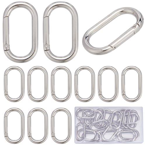 SUNNYCLUE 1 Box 24 Stück Auslösefeder O Ringe O Ring Clips 44x25 mm Abgerundetes Rechteck Geldbörsenring Clip Verschlüsse Feder Schlüsselring Karabiner Clips Schlüsselring Karabinerhaken Schnallen Für von SUNNYCLUE