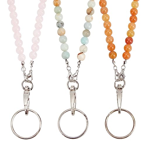 SUNNYCLUE 1 Box 3 Stile Perlen Lanyards ID Abzeichen Lanyard Halskettenketten Holzperlen Abzeichenkette Damen Lanyard Clip Halsketten Mit Perlen Modische Lanyards Für Frauen Ausweishalter Breakaway Sc von SUNNYCLUE