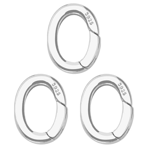 SUNNYCLUE 1 Box 3 Stück 10mm 925 Sterling Federring Clips Federtorring Großpackung Silberne Runde Karabiner Clip Verschlüsse Geldbörsen Karabinerhaken O Ringe Zur Schmuckherstellung Schlüsselanhänger von SUNNYCLUE