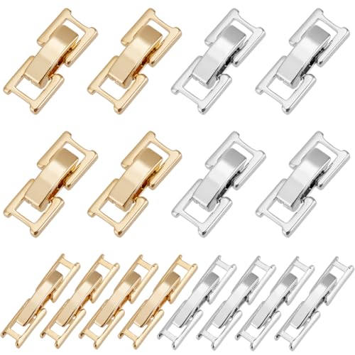 SUNNYCLUE 1 Box 4 Stile 12 Stück 15mm 24 Karat Gold Messing Faltschließe Großpackung Silberfarbene Goldene Metall Uhrenglieder Schnallenverschlüsse Für Die Schmuckherstellung DIY Halsketten Armbänder von SUNNYCLUE