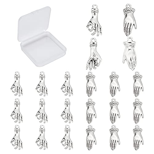 SUNNYCLUE 1 Box 40 Stück 2 Stile Antik Silber Hand Anhänger Mini Legierung OK Geste Vintage Charms Bulk Tibetischen Stil Finger Glücksanhänger Für Die Schmuckherstellung Charms Armbänder Zubehör von SUNNYCLUE