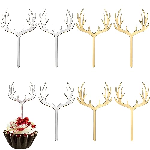 SUNNYCLUE 1 Box 40 Stück Weihnachts Cupcake Topper Hirschgeweih Cupcake Topper Kunststoff Rentier Kuchenaufsätze Dessert Acryl Topper Großpackung Für Hochzeit Geburtstag Jagd Rustikale Landparty Kuch von SUNNYCLUE