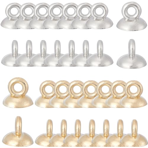 SUNNYCLUE 1 Box 400 Stück 8 mm Kunststoff Perlenkappen Mit Öse Gold Silberfarbene Endkappen Perlenösen Runde Anhängerkappe Charm Verbinder Großpackung Zur Schmuckherstellung Zubehör DIY Perlen Bastelb von SUNNYCLUE