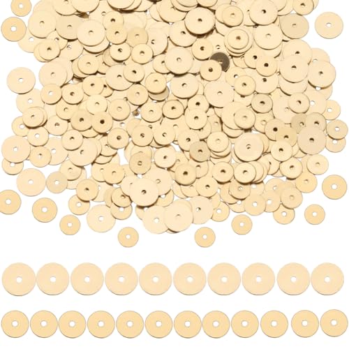 SUNNYCLUE 1 Box 400 Stück Echte 18K Vergoldete Messingperlen 6 mm 8 mm Flache Runde Scheibe Heishi Perlen Langlebige Goldene Lose Abstandshalter Aus Metall Für Die Schmuckherstellung Perlensets DIY Ar von SUNNYCLUE