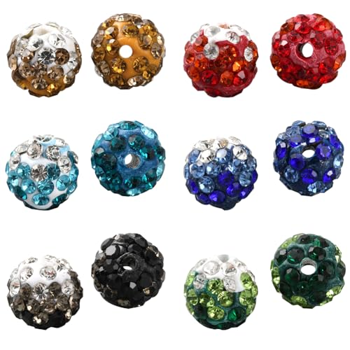 SUNNYCLUE 1 Box 48 Stück 6 Farben 10mm Strassperlen Aus Polymer Ton Kaugummi Stiftperlen Bunte Kaugummi Pflasterperlen Disco Rundkugeln Klobige Lose Perlen Für Handgefertigte Perlenstifte Schmuck Arm von SUNNYCLUE