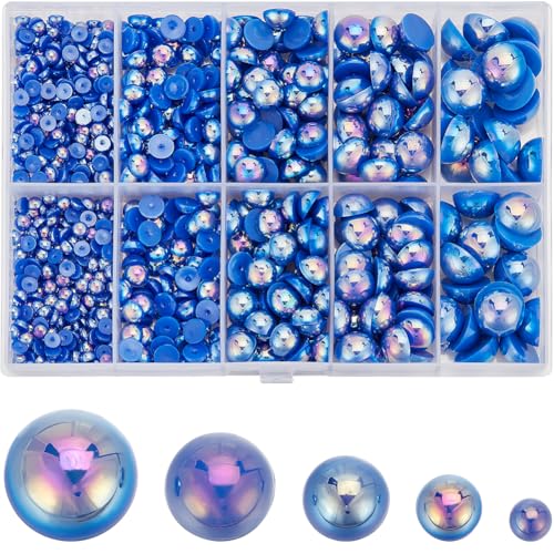 SUNNYCLUE 1 Box 70g 4~12mm Blaue Nagelperlen Flache Rückseite Nagel Charm Perlen ABS Kunststoff Mehrere Größen Halbrunde Perlen Edelsteine Make Up Perlen Nagel Mini Cabochons Für Nägel Kunst Handyhüll von SUNNYCLUE