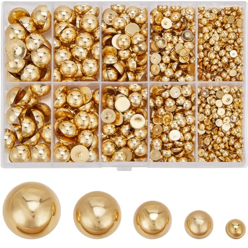 SUNNYCLUE 1 Box 70g 4~12mm Halbperlen Nagel Charms Goldene Nagelperlen Großpackung ABS Kunststoff Mehrere Größen Flache Make Up Perlen Halbrunde Cabochons Mit Flacher Rückseite Für Nagelkunst Design D von SUNNYCLUE