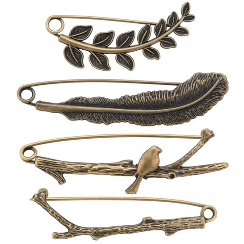 SUNNYCLUE 1 Box 8 Stück Vintage Anstecknadeln Antike Bronze Anstecknadel Sicherheitsbrosche Große Blatt Anstecknadel Feder Vogelzweig Ansteckbrosche Für Männer Und Frauen Mäntel Jacken Hüte Taschen De von SUNNYCLUE