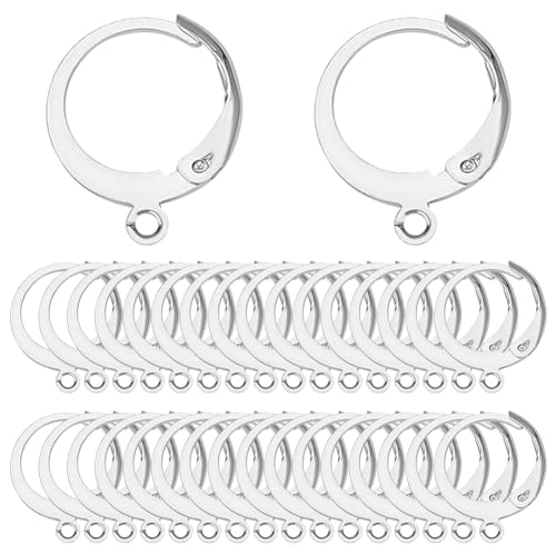 SUNNYCLUE 1 Box 80 Stück Huggie Hoop 15 mm Runde Leverback Ohrringhaken Edelstahl Hebelverschlüsse Klappbare Huggie Hoops Mit Schlaufen Ohrhaken Ohrhaken Für Die Schmuckherstellung DIY Ohrringzubehör von SUNNYCLUE