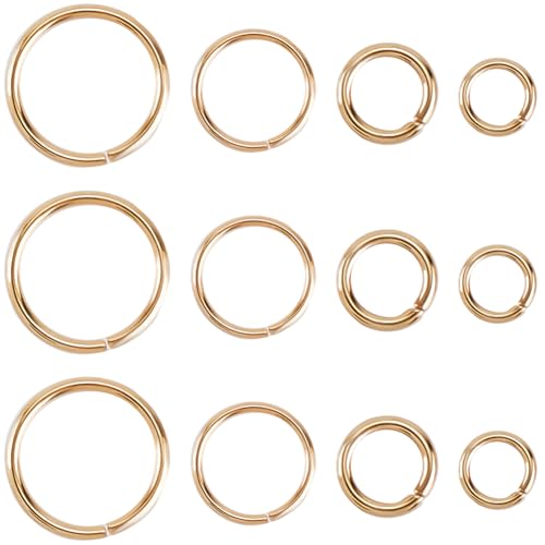 SUNNYCLUE 1 Box 800 Stück 4 Größen Echter 18K Vergoldeter Edelstahl Biegering Schmuck Spaltring Metall Rund Offene Schlaufe Verbindungsring Für Die Schmuckherstellung Halsketten Armbänder Schlüsselanh von SUNNYCLUE