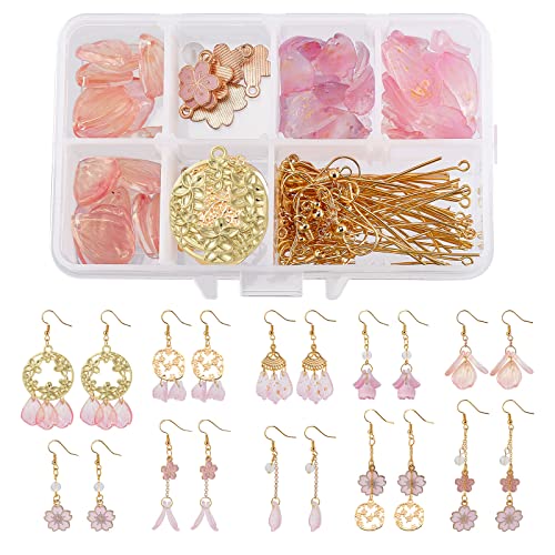 SUNNYCLUE 1 Box DIY 10 Paar Kirschblüten Blumenohrringe Kirschblütenohrringe Blumenlegierung Emaille Anhänger Charms & Ohrringhaken Für Schmuck Bastelbedarf Erwachsene Frauen von SUNNYCLUE