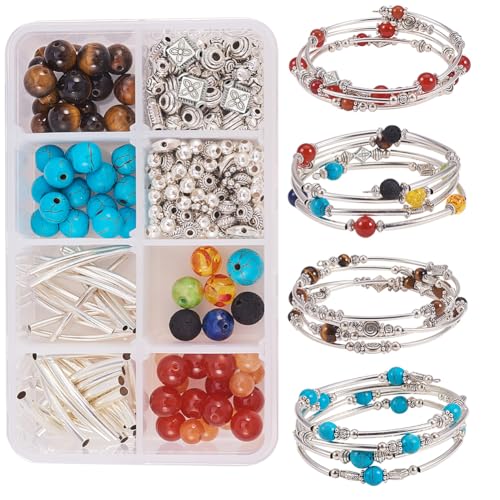 SUNNYCLUE 1 Box DIY 4 Strang Chakra Edelstein Perlen Wrap Armreif Making Kit 2.56 Zoll (65mm) Schmuck Bastelbedarf Für Anfänger von SUNNYCLUE