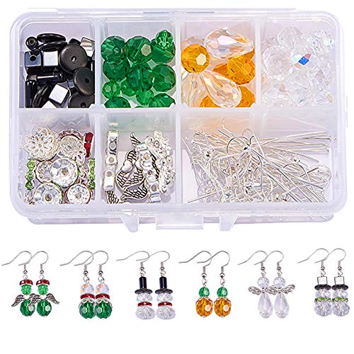 SUNNYCLUE 1 Box DIY Machen 6 Paare kristallperle baumeln ohrring Machen Kits weiß schneemann rote Engel glasperle Weihnachtsbaum baumeln Ohrringe von SUNNYCLUE