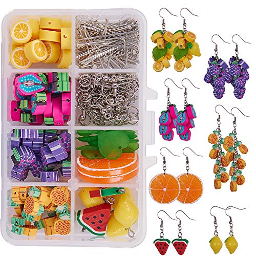 SUNNYCLUE 1 Box DIY machen 7 Paar Polymer Clay Cluster Obst baumeln Ohrring Making Kits - Polymer Clay Obst Perlen, Kabelketten, Ohrringhaken von SUNNYCLUE