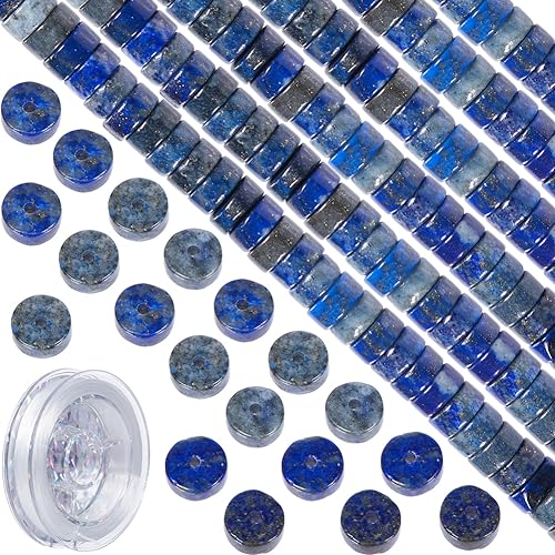 SUNNYCLUE 1 Box Mit 135 flachen Steinperlen Lapislazuli Perlen 6 mm Steinperlenkette Edelsteinperlen Heilende Energie Edelstein Abstandshalter Lose Perlen Für Die Schmuckherstellung DIY Ohrringe Armb von SUNNYCLUE