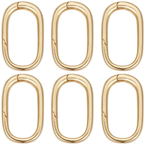 SUNNYCLUE 1 Box Mit 6 Feder O Ringen 0.7718 cm {4}K Vergoldetes Messing Auslösefeder O Ring Ovaler Karabiner Clip Karabinerhaken Auslöser Schlüsselanhänger Schnalle Winzige Haken Clips Für Selbstgemac von SUNNYCLUE