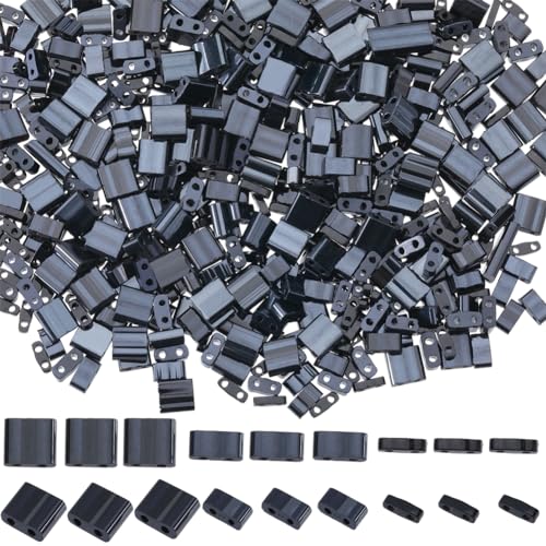 SUNNYCLUE 1 Box Mit 600 Stück Tila Perlen 1/4 1/2 5x5 mm Zwei Loch Perlen Undurchsichtig Schwarz 2 Loch Perlen Fliesenperlen Rechteckig Quadratisch Lose Abstandsperlen Für Schmuckherstellungs Sets Per von SUNNYCLUE