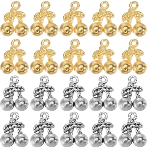 SUNNYCLUE 1 Box Mit 80 Kirschanhängern Metall Obstanhänger Großpackung Gold Silber Legierung Vintage Obst Kirschen Blätter Mini Anhänger Zur Schmuckherstellung Anhänger Armbänder Ohrringe DIY Bastelzu SUNNYCLUE 1 Box Mit 80 Kirschanhängern Metall Obstanhänger Großpackung Gold Silber Legierung Vintage Obst Kirschen Blätter Mini Anhänger Zur Schmuckherstellung Anhänger Armbänder Ohrringe DIY Bastelzu von SUNNYCLUE