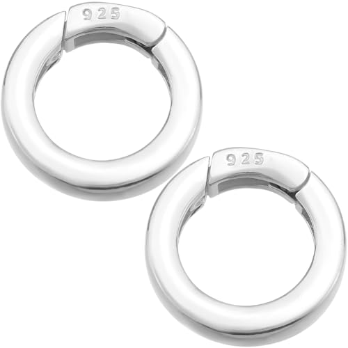 SUNNYCLUE 1 Schachtel 15mm 925 Sterling Silber Federringe Taschenring Clips Runde Karabinerverschlüsse Aus Metall Taschenauslöser Karabinerhaken Tor O Ringe Großpackung Zur Schmuckherstellung Schlüsse von SUNNYCLUE