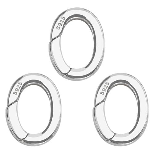 SUNNYCLUE 1 Schachtel 3 Stück 15mm O Ring Clip Mit Feder 925 ovale Federringe Aus Sterlingsilber Karabinerhaken Aus Metall Verschlüsse Für Geldbörsen Karabinerhaken Torringe Zur Schmuckherstellung Sc von SUNNYCLUE