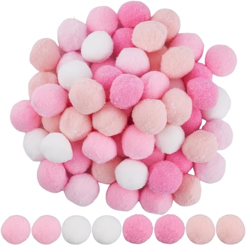 SUNNYCLUE 100 Stück Rosa Pompom Bälle Zum Basteln von Pompons 25mm Polyester Weich Flauschig Flauschig Dekoration Für Den Valentinstag Runde Mini Pompom Bälle Für Vatertag Muttertag Basteln Kreative K von SUNNYCLUE