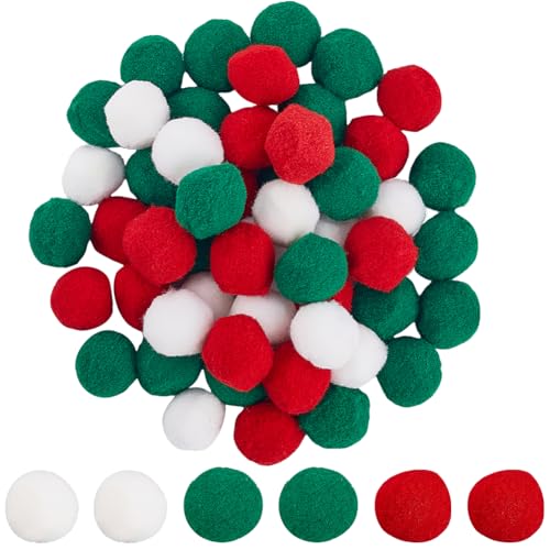 SUNNYCLUE 100 Stück Weihnachts Pompons 25mm Zum Basteln Pom Pom Bälle Weiche Plüschbälle Flauschige Weihnachts Pompons Weiß Rot Grün Pompons Für Heimwerker Kunsthandwerksprojekte Hobbybedarf Feiertag von SUNNYCLUE