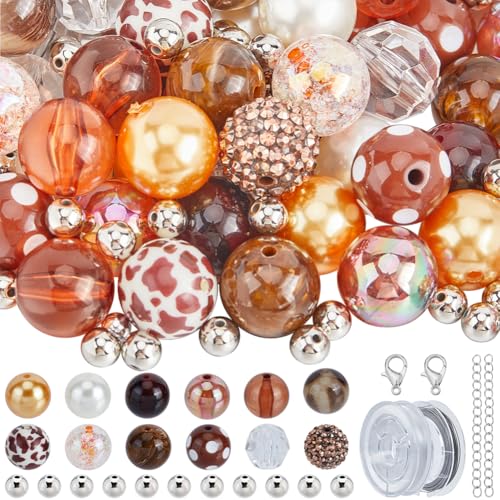 SUNNYCLUE 106 Stück Klobige Perlen Kaugummiperlen 20mm Perlen Stiftperlen Fokalperlen Kaugummiperlen Strass Runde Acrylperlen Braunee Lose Perlen Zur Schmuckherstellung Armbänder Halsketten Stifte Ba von SUNNYCLUE