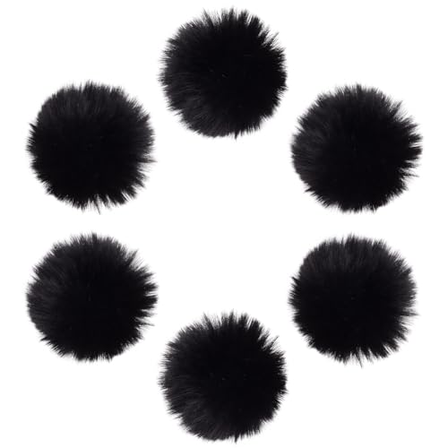 SUNNYCLUE 12 Stück 2.2 bis 2.9 Zoll Extra Große Pompom Bälle Schwarzer Kunstpelz Pompon Weiches Wildlederimitat Flauschige Pompom Bälle Zum Basteln Mit Elastischer Schlaufe Für Schals Handschuhe Hüte von SUNNYCLUE