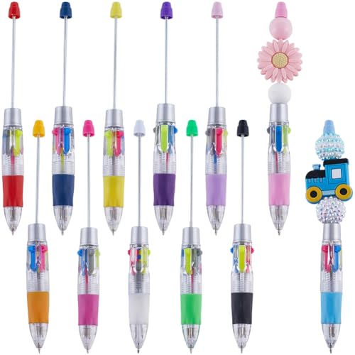 SUNNYCLUE 12 Stück Perlenstifte Perlenstift Großpackung Bunt Kunststoff Kreativer Kugelschreiber Mit Einziehbarem Schaft Tinte Perlenstifte Für DIY Stifte Perlendekorationen Schule Büro Abschlussbedar von SUNNYCLUE