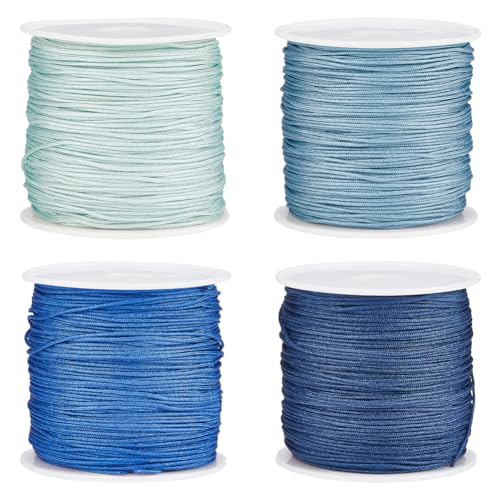 SUNNYCLUE 197 Yard 4 Farben Nylonschnur Blau Chinesische Knotenschnur Nylonschnur 0.8 mm Nylonschnur Perlenschnur Nylon Perlenfaden Nylonschnur Für Armbänder Gewebtes Kumihimo Freundschaftsarmband Win von SUNNYCLUE