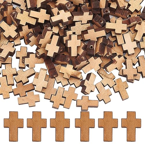 SUNNYCLUE 200 Stück Kreuzperlen Große Holzkreuzperlen Holzperlen Kreuze Anhänger Natürlich Mini Kleines Kreuz Kruzifix Charms Kleine Lose Abstandsperlen Für Die Schmuckherstellung Rosenkränze Armbänd von SUNNYCLUE