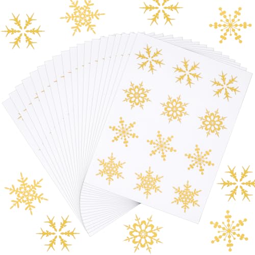 SUNNYCLUE 300 Stück Goldene Schneeflocken Aufkleber Mini Weihnachtsaufkleber Großpackung Kunststoff Selbstklebend Weihnachts Schneeflocken Etiketten Aufkleber Für Heimwerker Basteln Partys Umschläge G von SUNNYCLUE