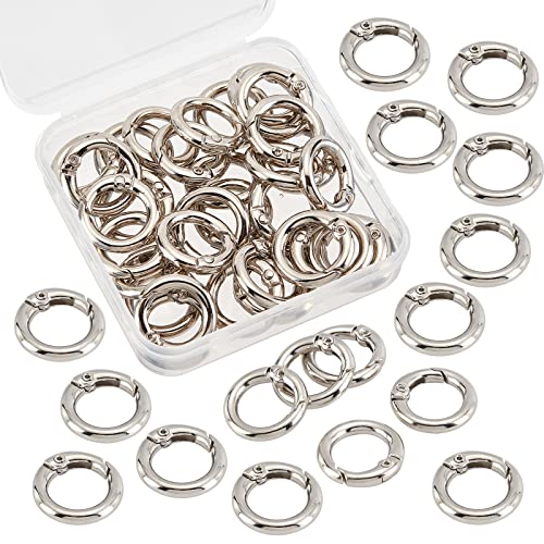 SUNNYCLUE 32 Stück Feder O Ringe Silber Rund Karabinerhaken Geteilt Zinklegierung Karabinerhaken Metall Klemmverschluss Schlüsselanhänger Schnallenauslöser Für Tasche Handtasche Riemen Bastel 20 mm von SUNNYCLUE