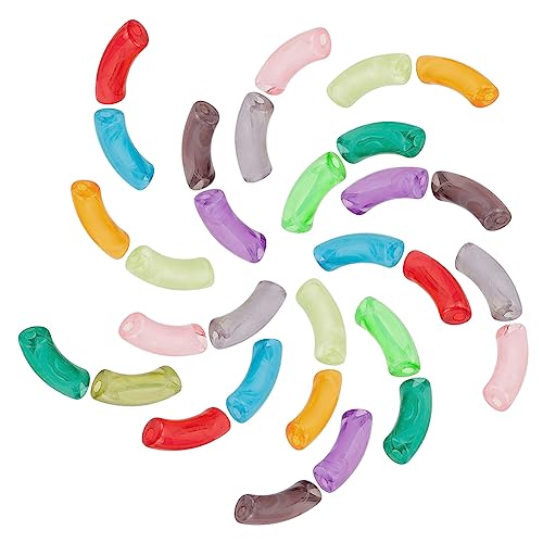 SUNNYCLUE 40 Stück 10mm Bunte Acrylperlen Imitation Edelstein Tube Gebogene Perle Großes Loch Klobige Durchscheinende Charms Für DIY Schmuckherstellung Freundschaftsarmbänder Bambus Armbänder Zubehör von SUNNYCLUE