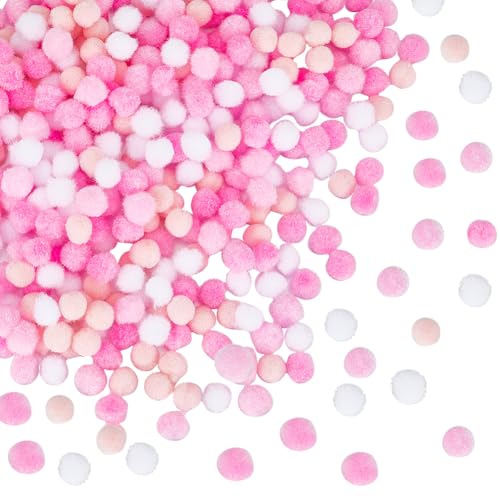 SUNNYCLUE 400 Stück Kleine Rosa Pompons Flauschbälle Großpackung Zum Valentinstag 10mm Mini Pompon Ball Weich Rund Flauschig Puff Katzen Kätzchen Googly Pompons Für DIY Kunsthandwerk Girlandenanhänge von SUNNYCLUE