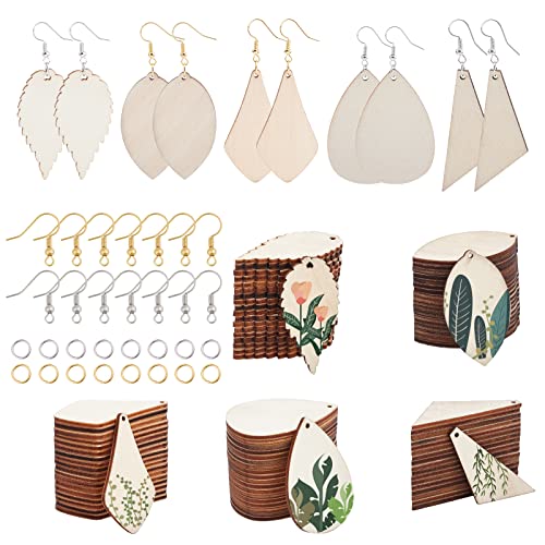 SUNNYCLUE 5 Stile 100 Stück Holz-Ohrring-Charms, unlackiert, Naturholz, Blatt-Tropfen-Anhänger mit Ohrringhaken & Binderingen für Anfänger, DIY, Ohrringherstellung, Schmuck, Basteln, Erwachsene SUNNYCLUE 5 Stile 100 Stück Holz-Ohrring-Charms, unlackiert, Naturholz, Blatt-Tropfen-Anhänger mit Ohrringhaken & Binderingen für Anfänger, DIY, Ohrringherstellung, Schmuck, Basteln, Erwachsene von SUNNYCLUE