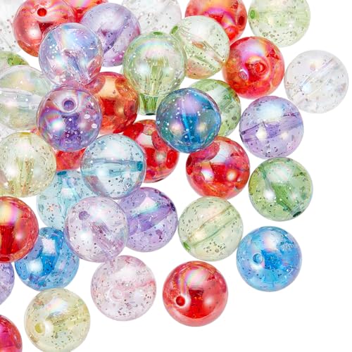 SUNNYCLUE 50 Stück 20mm Bubblegum Perlen ab Acrylperlen Große Transparente Runde Acryl Kunststoffperlen Rosa Weiß Klobige Perlen Zur Schmuckherstellung Perlenstifte DIY Schlüsselanhänger Armbänder Bas von SUNNYCLUE