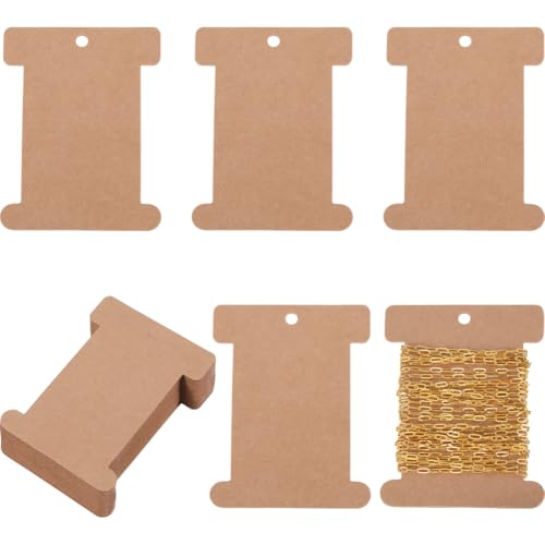 SUNNYCLUE 50 Stück Kartonspule Flache Garnspule Kraftpapier Stickereibandhalter Garnschnüre Schnursaiten Organizer Kartensaiten Spulen Zum Basteln Kreuzstich DIY Nähaufbewahrung von SUNNYCLUE