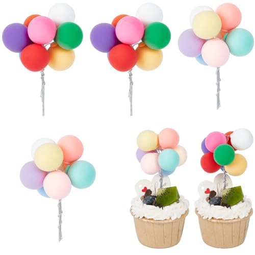 SUNNYCLUE 6 x Kugel-Kuchenaufsätze, Kugeln, Kuchendekoration, Mini-Kugel, Cupcake-Topper, Kuchenspieße, bunte Schaumstoff-Kuchenaufsätze für Geburtstag, Hochzeit, Party, Kuchen, Dessert, Dekoration von SUNNYCLUE