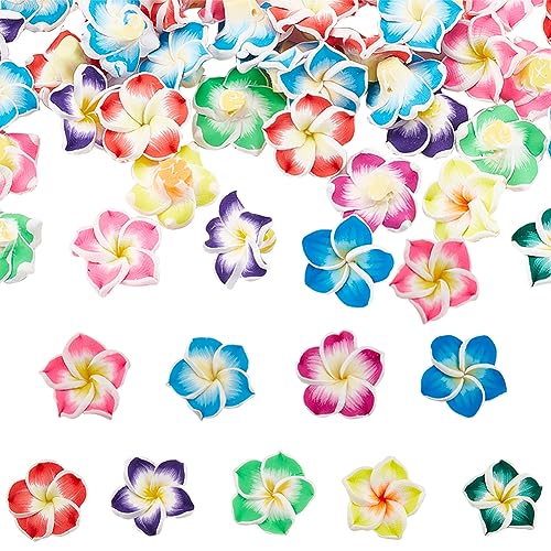 SUNNYCLUE 60 Stück Hawaii Blumenperlen Plumeria Perlen Große Blumen Blumen 20x10 mm Perlen Charms Handgefertigte Polymer Ton Blumen Lose Abstandsperlen Für Die Schmuckherstellung Perlen Set DIY Halsk von SUNNYCLUE