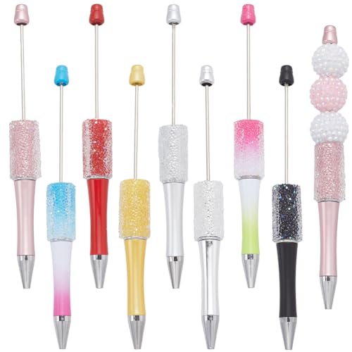 SUNNYCLUE 8 Stück Bunte Perlenstifte Kunststoffperlenstift Großpackung Verschiedene Glitzernde Diamant Strassperlen Kugelschreiber Einziehbares Kreatives Edelsteinperlen Stifteset Zum Basteln Basteln von SUNNYCLUE