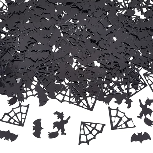 SUNNYCLUE 800~1200 Stück Halloween Konfetti Schwarze Fledermaus Konfetti In Großpackung Kunststoff Spinnennetz Fledermaus Magische Hexe Party Geschenk Streu Tischkonfetti Für Halloween Partygeschenke von SUNNYCLUE