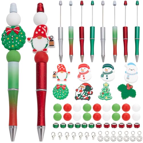 SUNNYCLUE DIY 8 Set Weihnachts Perlenstifte Set Perlenstifte Perlenstift Perlenstift Weihnachtsbaum Schneemann Silikonperle Rot Grün Silikon Weihnachtsperlen Für Lehrer Schüler Geschenke Büro Schule von SUNNYCLUE