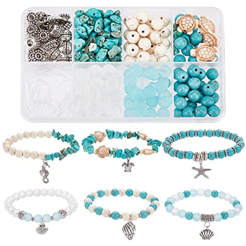 Sunnyclue 1 Box Zum Selbermachen 6 Stück Schildkröten Perlen Perlen Armbänder Herstellungs Set Schildkröten Anhänger Sommer Hawaii Ozean Seestern Seepferdchen Muschel Anhänger Für Schmuckherstellung E von SUNNYCLUE