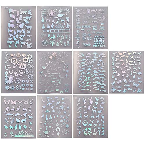 SUNNYCLUE 10 Blatt Harz Liefert Kit Harz Aufkleber Transparent Dekorieren Aufkleber Mit Holographischen Klaren Film Für Harz Handwerk DIY Schmuck In Verschiedenen Formen von SUNNYCLUE